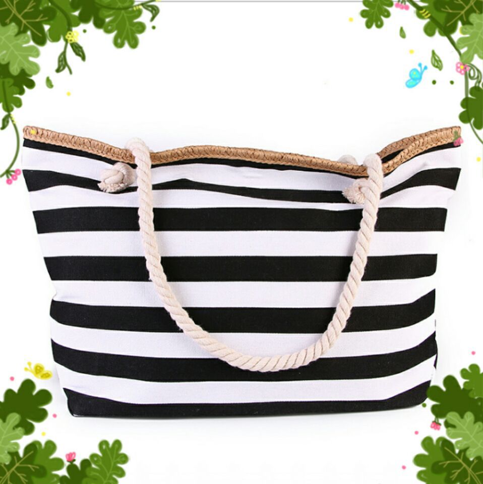 Striped Mori Women's Shopping Bag Beach Bag CJdropshipping