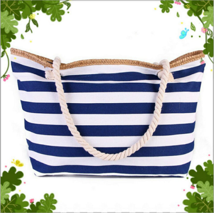 Striped Mori Women's Shopping Bag Beach Bag CJdropshipping