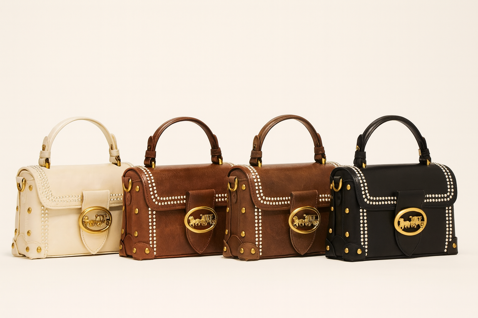 All 4 colourways — White, Coffee, Brown, Black on clean background