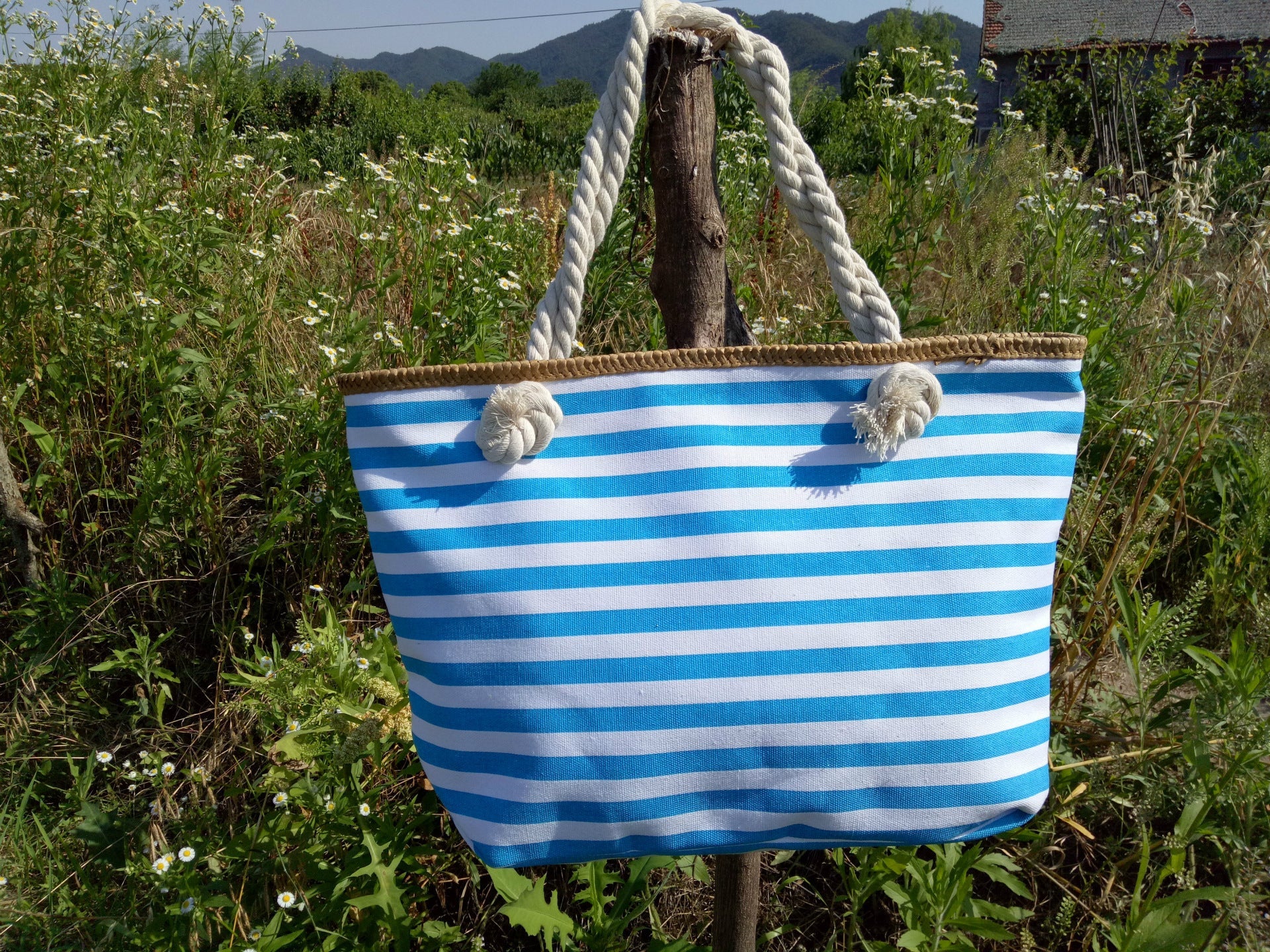 Striped Mori Women's Shopping Bag Beach Bag CJdropshipping