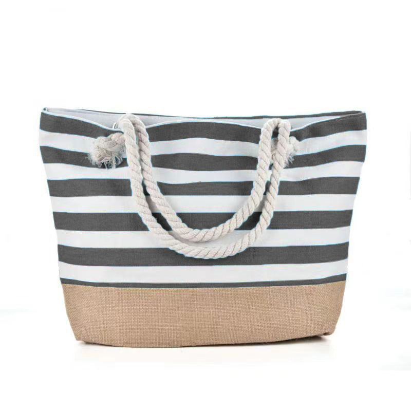 Striped Beach Tote Bag – Casual Large Capacity Women Shoulder Bag CJdropshipping