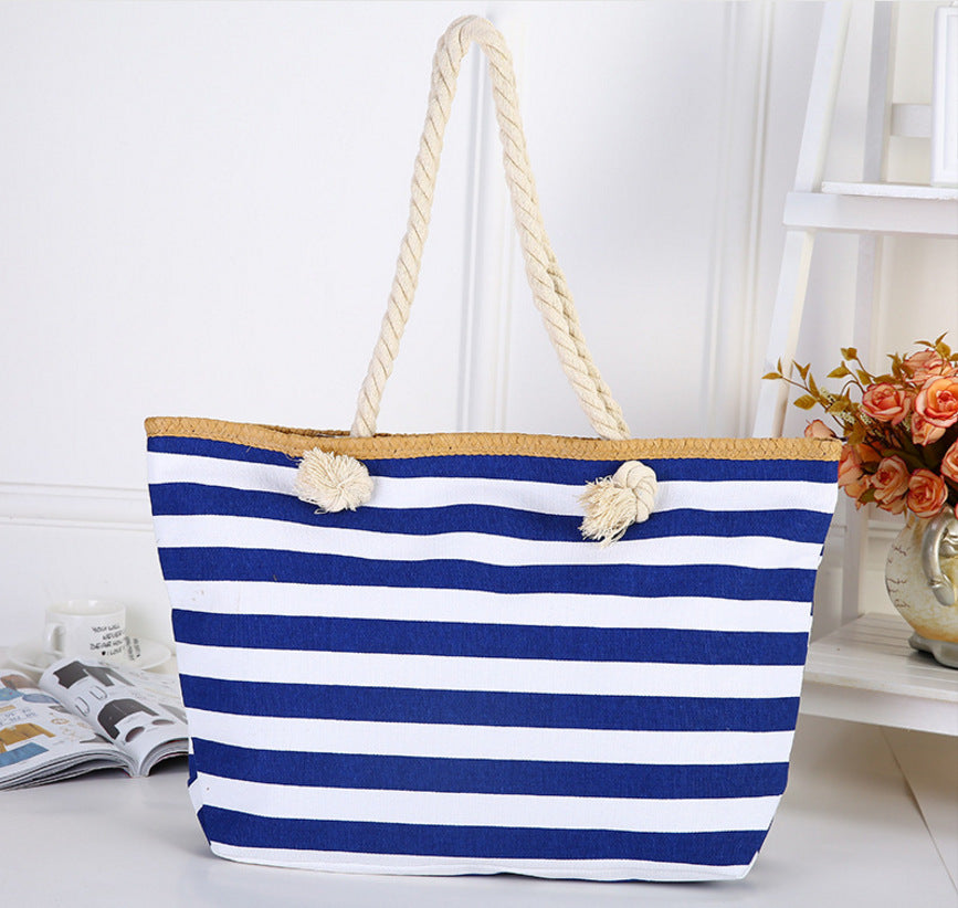 Striped Mori Women's Shopping Bag Beach Bag CJdropshipping