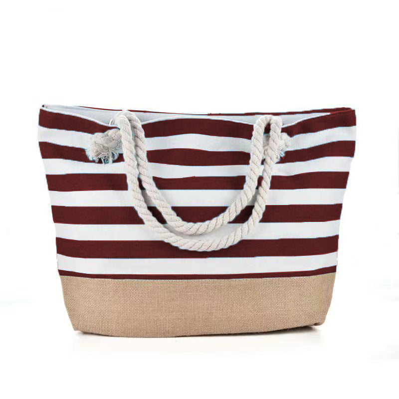 Striped Beach Tote Bag – Casual Large Capacity Women Shoulder Bag CJdropshipping