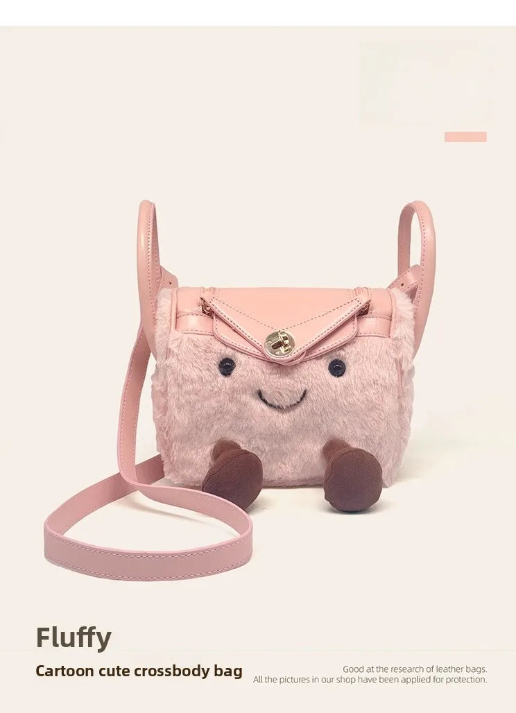 Cute Cartoon Elf Pillow Bag Women's Single Shoulder Slant Cross Bag Medium Hardness Washable Square Shape Storage Bag