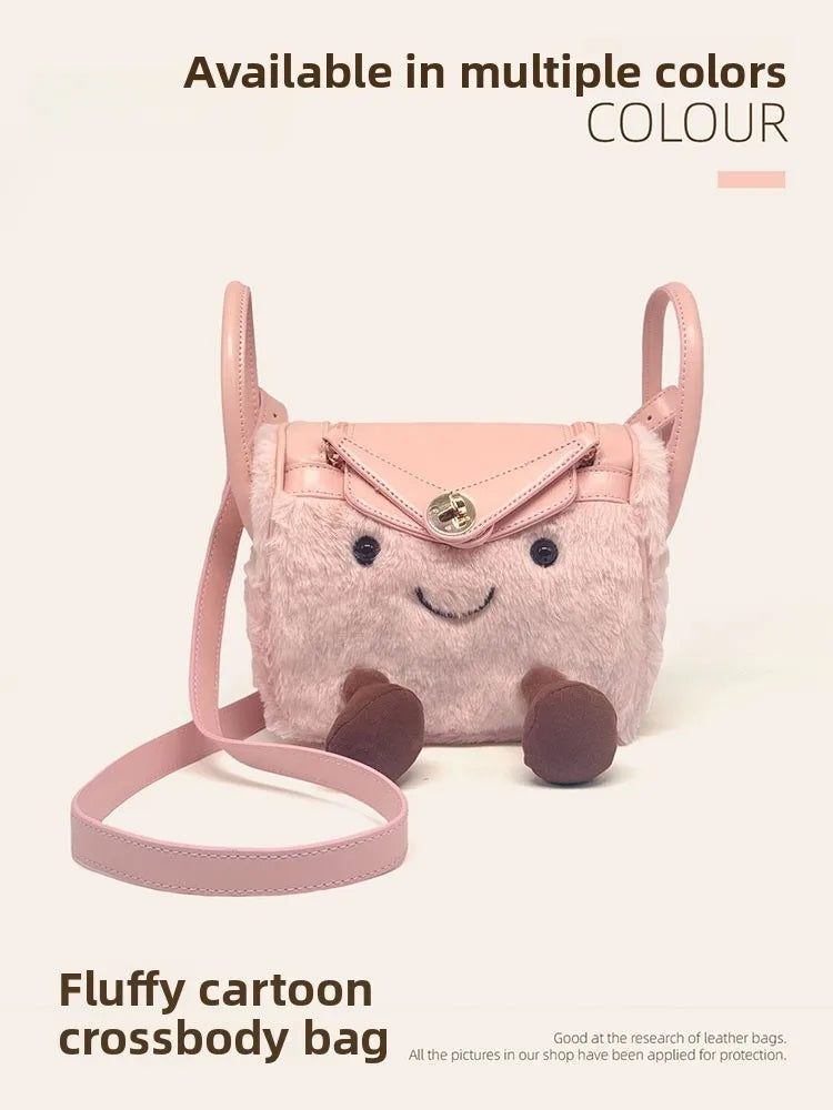 Cute Cartoon Elf Pillow Bag Women's Single Shoulder Slant Cross Bag Medium Hardness Washable Square Shape Storage Bag