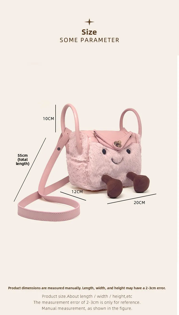Cute Cartoon Elf Pillow Bag Women's Single Shoulder Slant Cross Bag Medium Hardness Washable Square Shape Storage Bag
