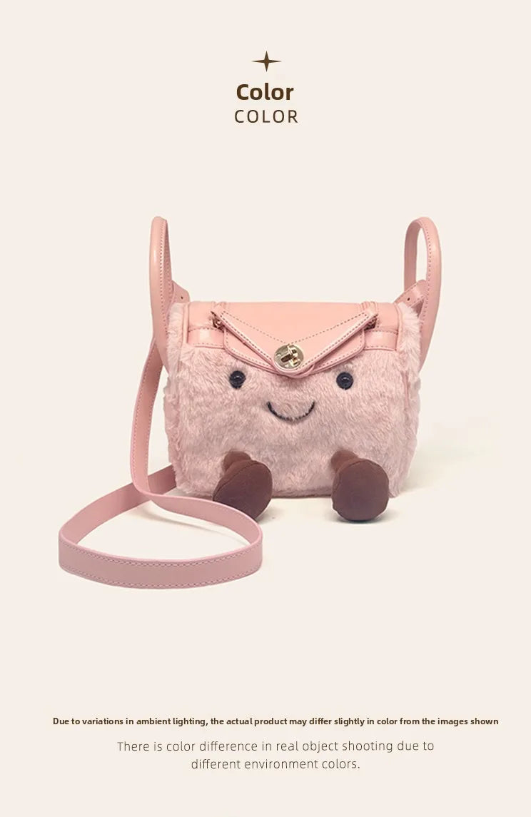 Cute Cartoon Elf Pillow Bag Women's Single Shoulder Slant Cross Bag Medium Hardness Washable Square Shape Storage Bag
