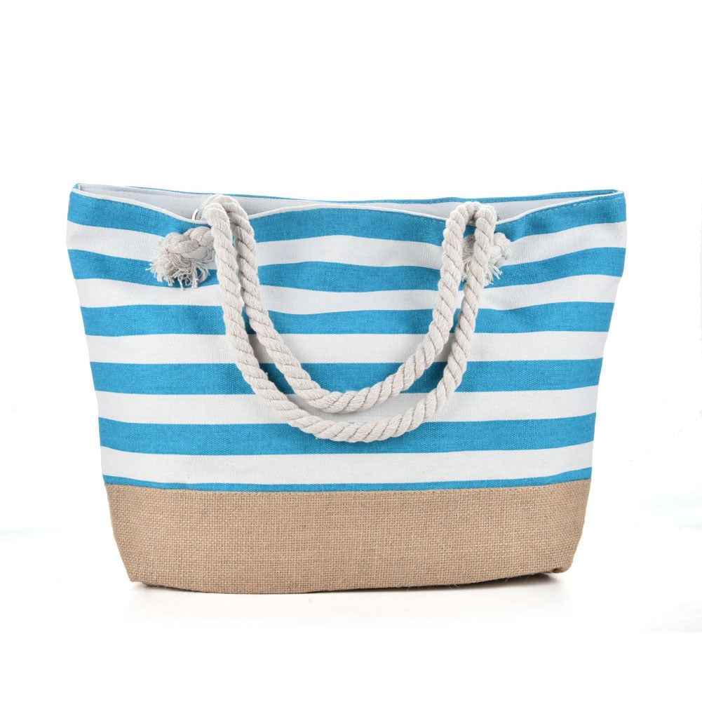 Striped Beach Tote Bag – Casual Large Capacity Women Shoulder Bag CJdropshipping