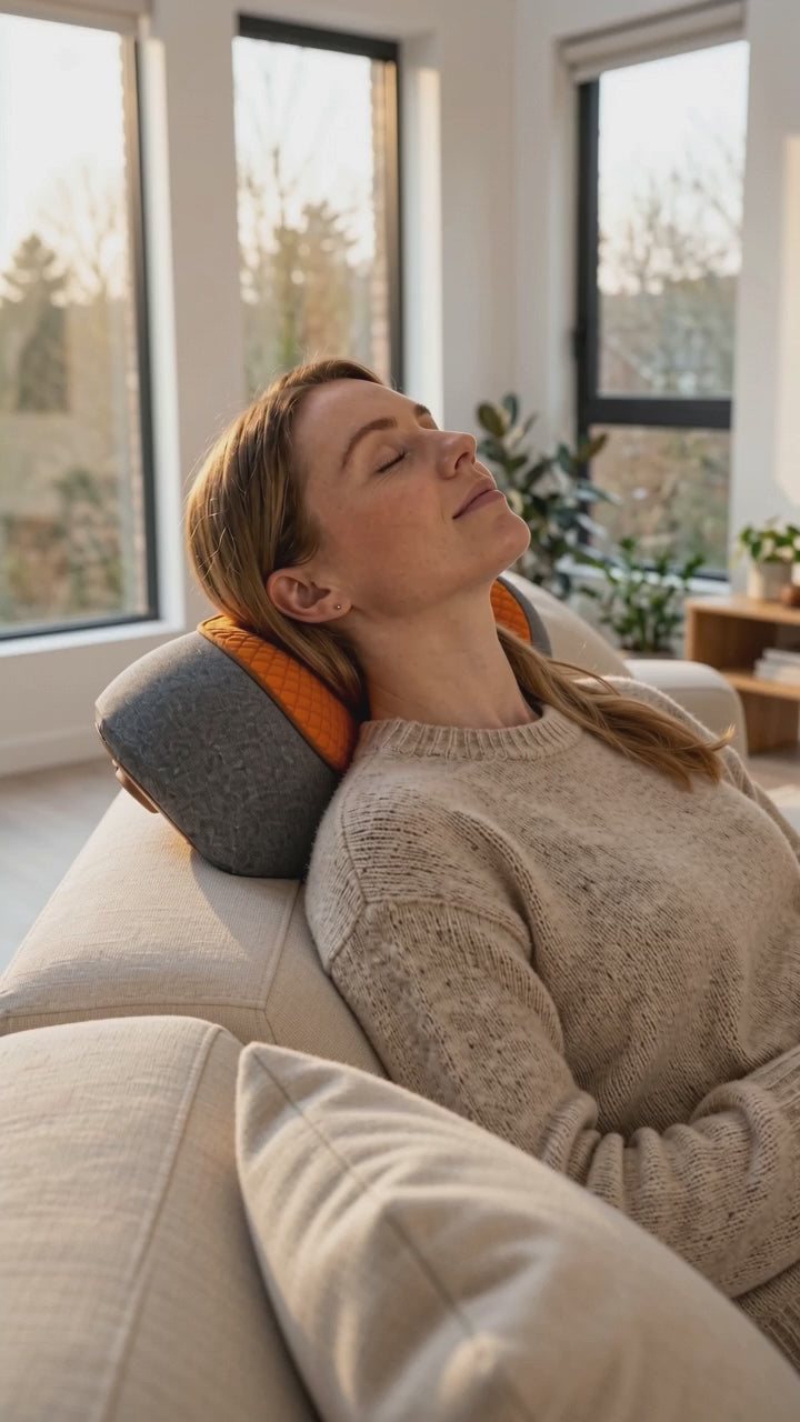 Neck Restore in use — 15-minute evening session